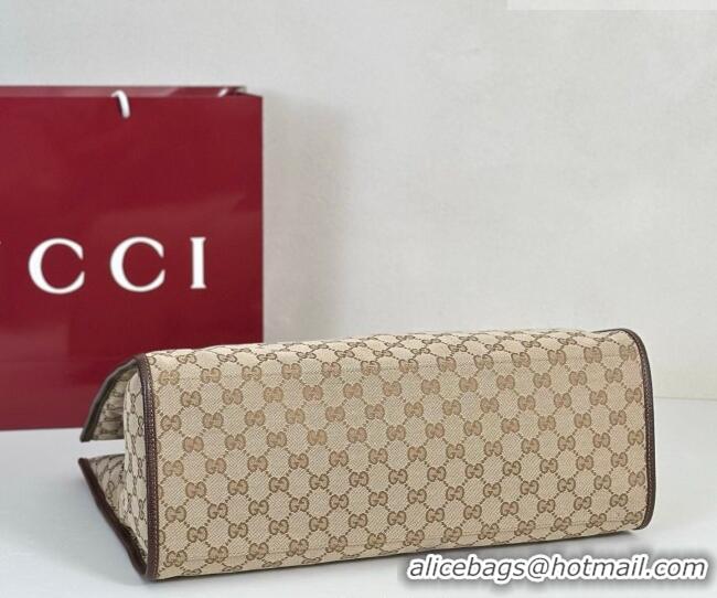 Best Grade Gucci Large tote bag with charm in GG Canvas 875056 Beige 2026