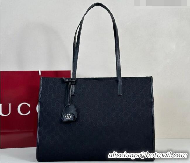 Famous Brand Gucci Large tote bag with charm in GG Canvas 875056 Black 2026