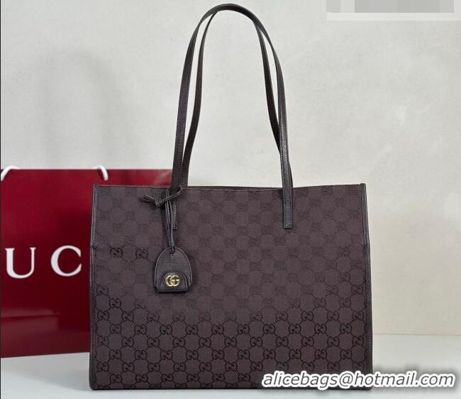 Popular Style Gucci Large tote bag with charm in GG Canvas 875056 Dark Brown 2026
