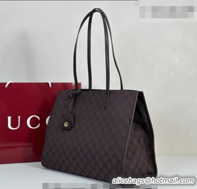 Popular Style Gucci Large tote bag with charm in GG Canvas 875056 Dark Brown 2026