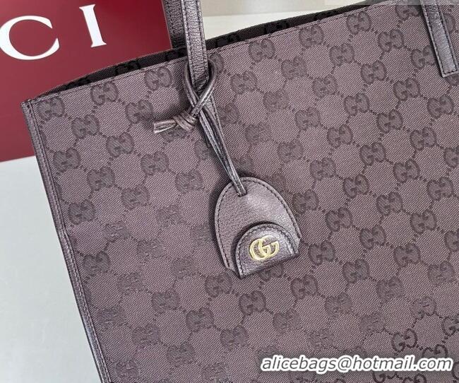 Popular Style Gucci Large tote bag with charm in GG Canvas 875056 Dark Brown 2026