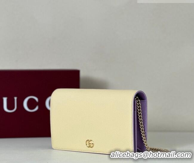 Most Popular Gucci Bi-color GG Marmont wallet on chain in Leather 497985 Light Yellow/Purple 2026
