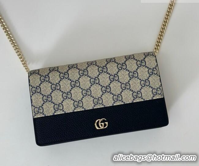 Market Sells Gucci Bi-color GG Marmont wallet on chain in GG Canvas and Leather 497985 Blue/Dark Blue 2026