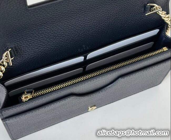 Market Sells Gucci Bi-color GG Marmont wallet on chain in GG Canvas and Leather 497985 Blue/Dark Blue 2026