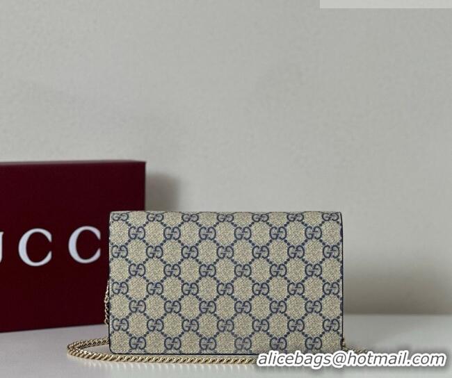 Market Sells Gucci Bi-color GG Marmont wallet on chain in GG Canvas and Leather 497985 Blue/Dark Blue 2026