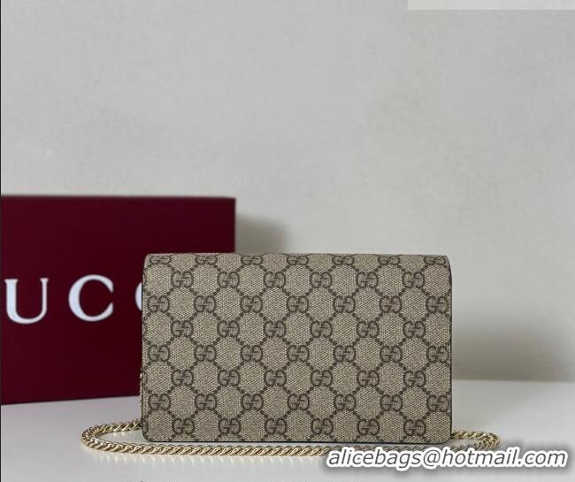 Grade Design Gucci Bi-color GG Marmont wallet on chain in GG Canvas and Leather 497985 Beige/Light Green 2026
