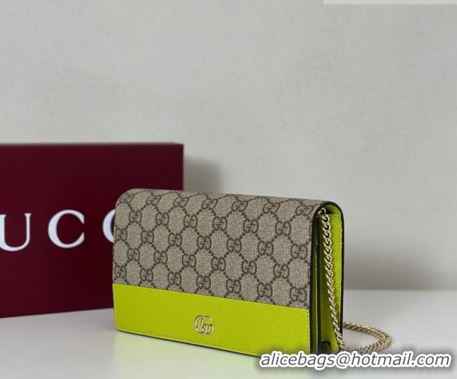 Grade Design Gucci Bi-color GG Marmont wallet on chain in GG Canvas and Leather 497985 Beige/Light Green 2026