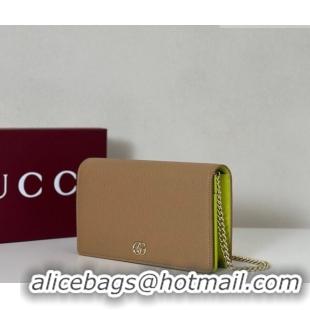 Top Quality Gucci Bi-color GG Marmont wallet on chain in Leather 497985 Beige/Light Green 2026
