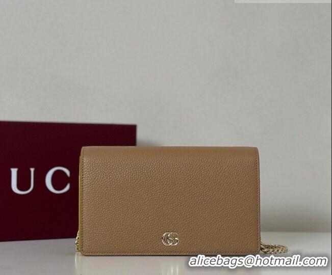 Top Quality Gucci Bi-color GG Marmont wallet on chain in Leather 497985 Beige/Light Green 2026