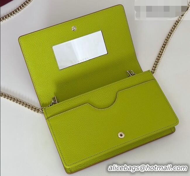 Top Quality Gucci Bi-color GG Marmont wallet on chain in Leather 497985 Beige/Light Green 2026