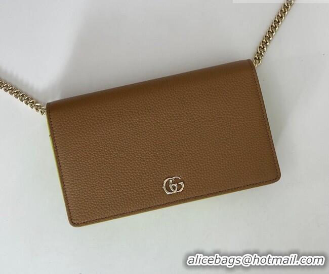Top Quality Gucci Bi-color GG Marmont wallet on chain in Leather 497985 Beige/Light Green 2026