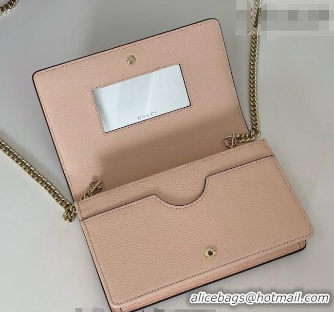 Original Cheap Gucci Bi-color GG Marmont wallet on chain in Leather 497985 Burgundy/Light Pink 2026