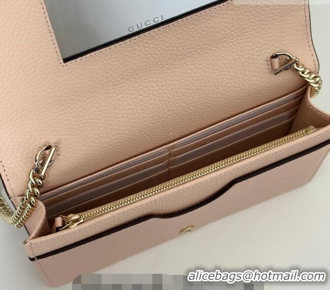 Original Cheap Gucci Bi-color GG Marmont wallet on chain in Leather 497985 Burgundy/Light Pink 2026