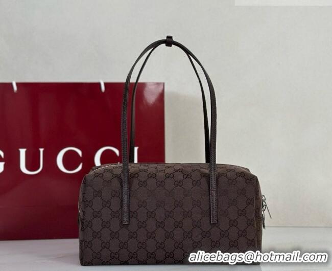 Famous Brand Gucci GG Canvas Melrose Medium Boston Bag 875228 Dark Brown 2026