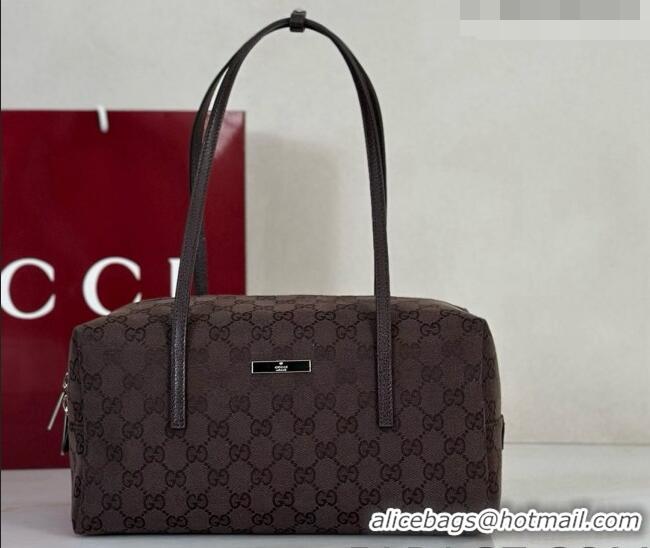 Famous Brand Gucci GG Canvas Melrose Medium Boston Bag 875228 Dark Brown 2026