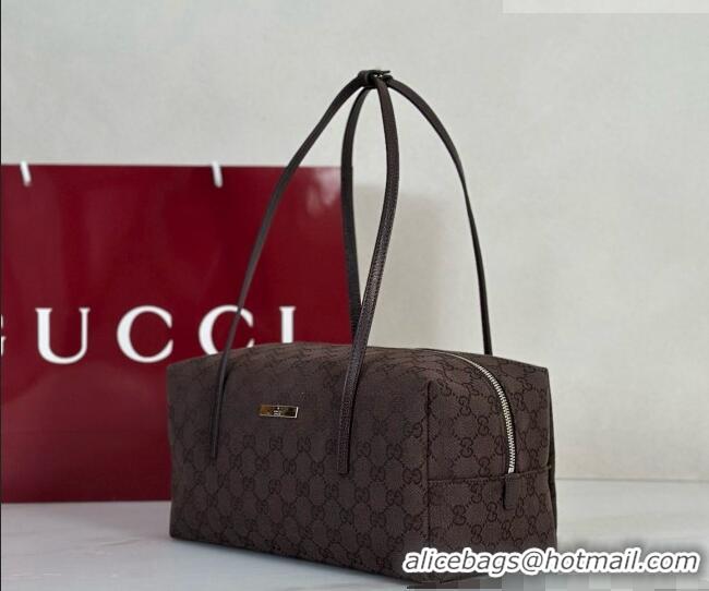 Famous Brand Gucci GG Canvas Melrose Medium Boston Bag 875228 Dark Brown 2026