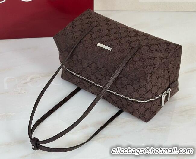Famous Brand Gucci GG Canvas Melrose Medium Boston Bag 875228 Dark Brown 2026