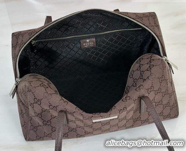 Famous Brand Gucci GG Canvas Melrose Medium Boston Bag 875228 Dark Brown 2026