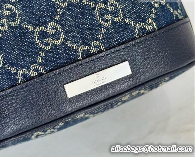 Luxury Discount Gucci Mini Bucket Bag with Gucci Plaque 875802 Dark Blue GG Denim 2026
