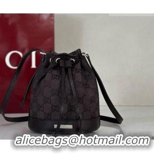 Promotional Gucci Mini Bucket Bag with Gucci Plaque 875802 Dark Brown GG Canvas 2026