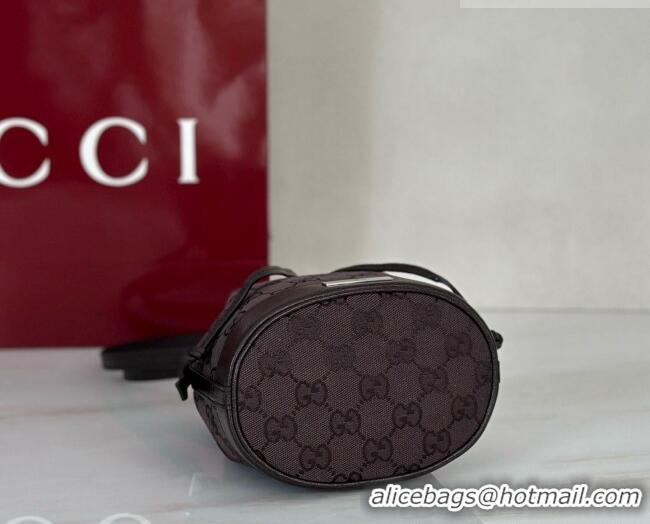 Promotional Gucci Mini Bucket Bag with Gucci Plaque 875802 Dark Brown GG Canvas 2026