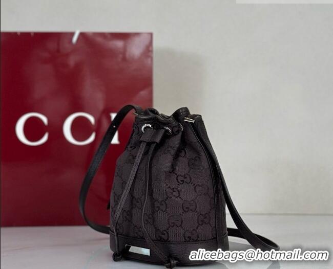 Promotional Gucci Mini Bucket Bag with Gucci Plaque 875802 Dark Brown GG Canvas 2026