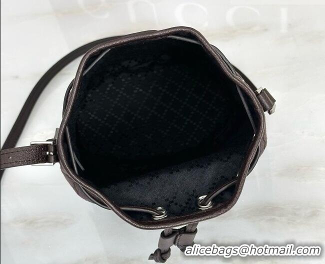 Promotional Gucci Mini Bucket Bag with Gucci Plaque 875802 Dark Brown GG Canvas 2026
