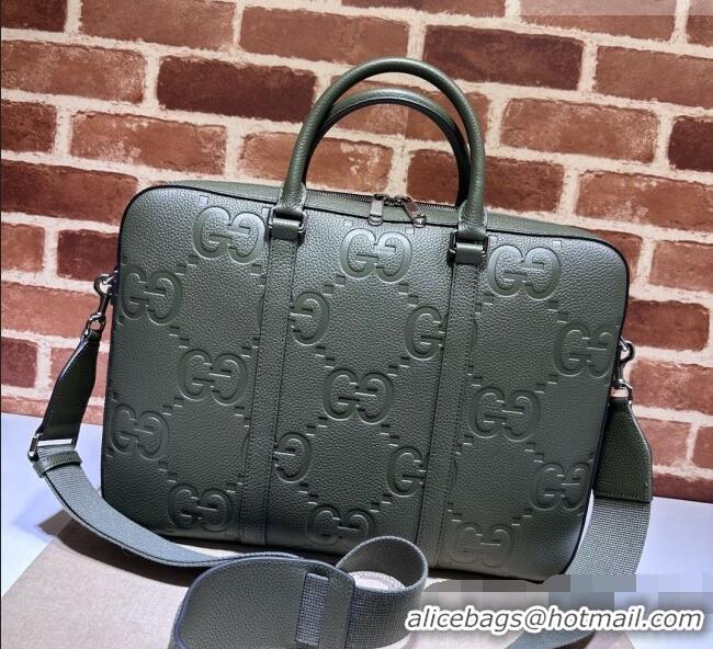 Best Quality Gucci Jumbo GG Medium Briefcase in Calfskin 658573 Green 2026