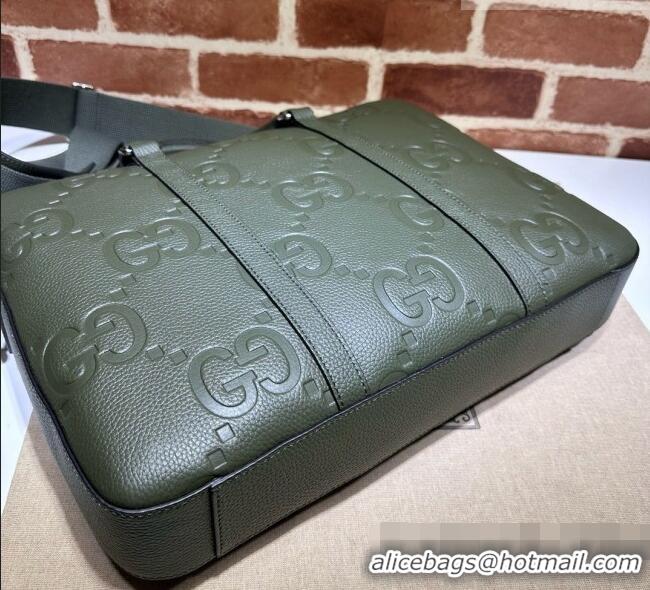 Best Quality Gucci Jumbo GG Medium Briefcase in Calfskin 658573 Green 2026