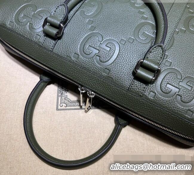 Best Quality Gucci Jumbo GG Medium Briefcase in Calfskin 658573 Green 2026