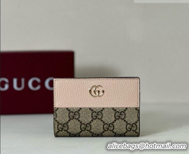 Best Price Gucci Bi-color GG Marmont Small Wallet 772738 Coffee/Pink 2026