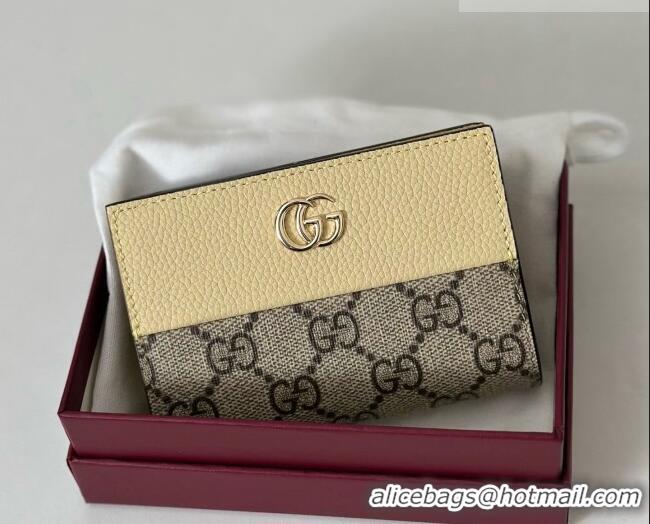 Discount Gucci Bi-color GG Marmont Small Wallet 772738 Coffee/Yellow 2026