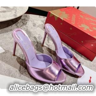 Grade Quality Christian Louboutin Leather Miss Z Mule 10cm Heel Purple 6073184 2026