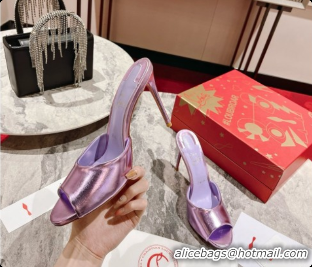 Grade Quality Christian Louboutin Leather Miss Z Mule 10cm Heel Purple 6073184 2026