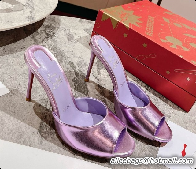 Grade Quality Christian Louboutin Leather Miss Z Mule 10cm Heel Purple 6073184 2026