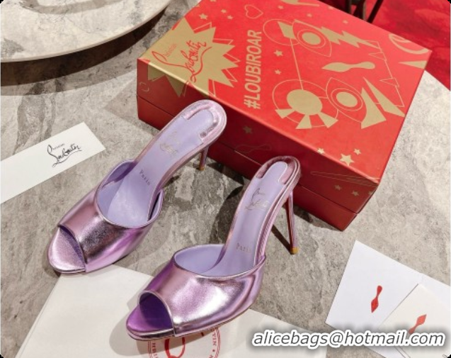 Grade Quality Christian Louboutin Leather Miss Z Mule 10cm Heel Purple 6073184 2026
