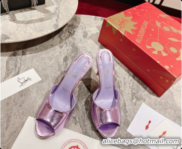 Grade Quality Christian Louboutin Leather Miss Z Mule 10cm Heel Purple 6073184 2026