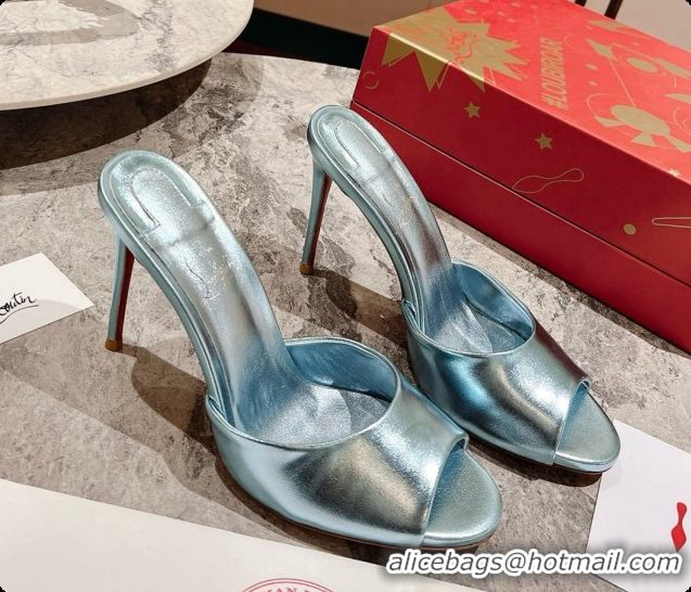 Unique Style Christian Louboutin Leather Miss Z Mule 10cm Heel Blue 6073185 2026