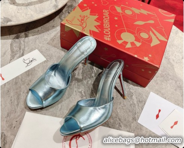 Unique Style Christian Louboutin Leather Miss Z Mule 10cm Heel Blue 6073185 2026