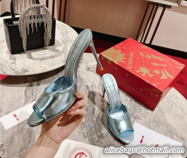 Unique Style Christian Louboutin Leather Miss Z Mule 10cm Heel Blue 6073185 2026