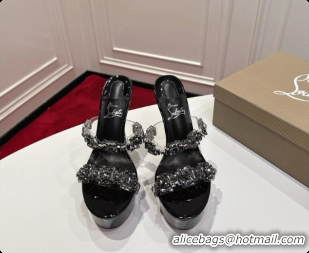 Most Popular Christian Louboutin Platform Mule Sandals with Crystals Black 6080138 2026
