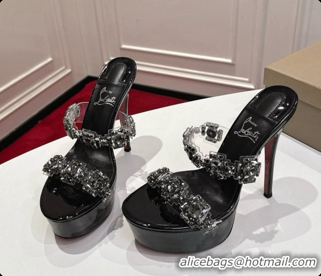 Most Popular Christian Louboutin Platform Mule Sandals with Crystals Black 6080138 2026