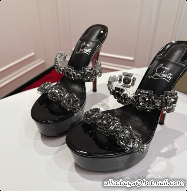 Most Popular Christian Louboutin Platform Mule Sandals with Crystals Black 6080138 2026