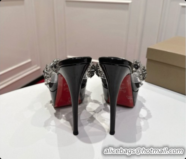 Most Popular Christian Louboutin Platform Mule Sandals with Crystals Black 6080138 2026