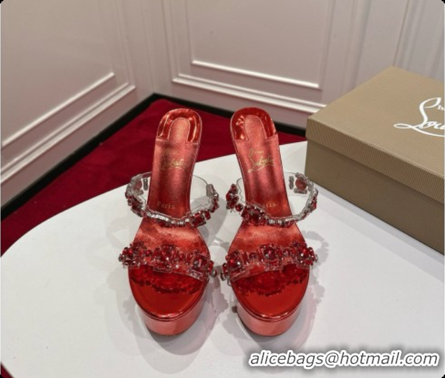 Best Product Christian Louboutin Platform Mule Sandals with Crystals Red 6080139 2026