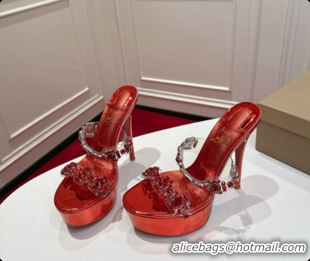 Best Product Christian Louboutin Platform Mule Sandals with Crystals Red 6080139 2026