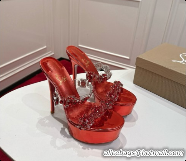 Best Product Christian Louboutin Platform Mule Sandals with Crystals Red 6080139 2026