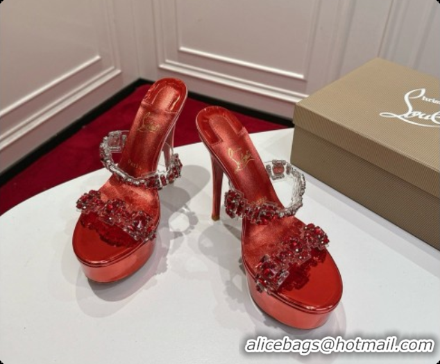 Best Product Christian Louboutin Platform Mule Sandals with Crystals Red 6080139 2026