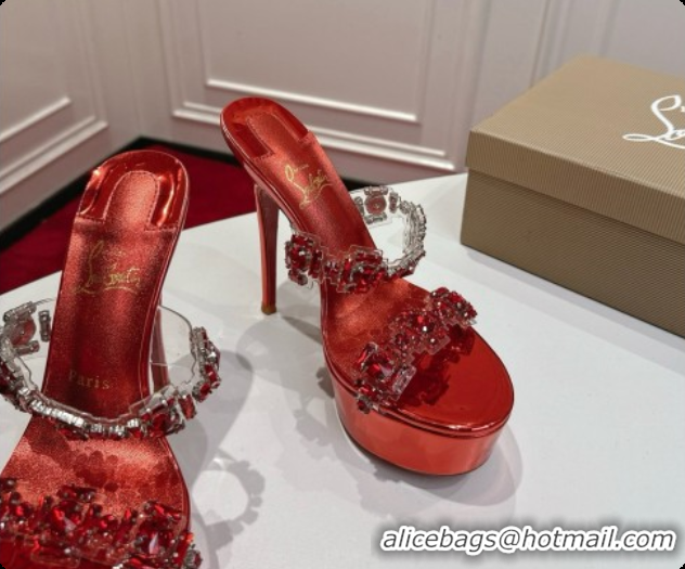 Best Product Christian Louboutin Platform Mule Sandals with Crystals Red 6080139 2026
