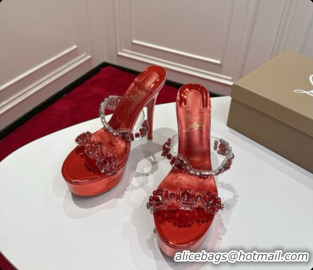 Best Product Christian Louboutin Platform Mule Sandals with Crystals Red 6080139 2026